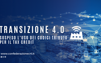 Transizione 4.0, sospeso l’uso dei codici tributo per il tax Credit