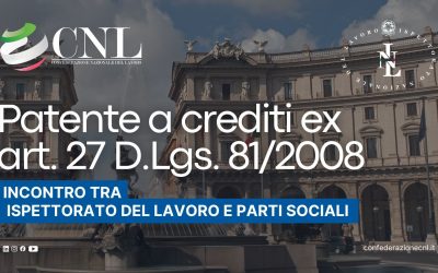 Patente a crediti, incontro tra Ispettorato del Lavoro e Parti Sociali