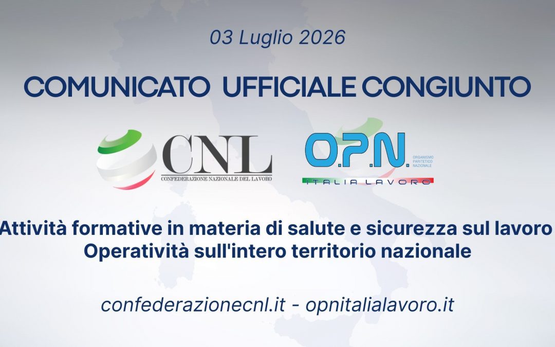 Attività formative in materia di salute e sicurezza sul lavoro – Operatività sull’intero territorio nazionale